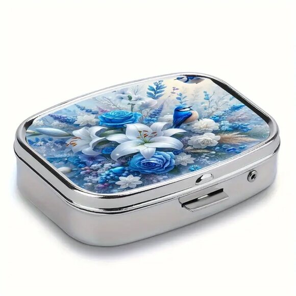 Blue Floral Pill Box - Picture 2 of 5